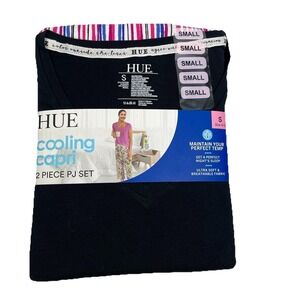 New Hue Ladies Cooling Capri 2 Piece V-Neck Pajama Set Black Women's Size Small